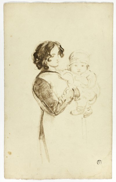 Jovem segurando bebê de Thomas Jones Barker