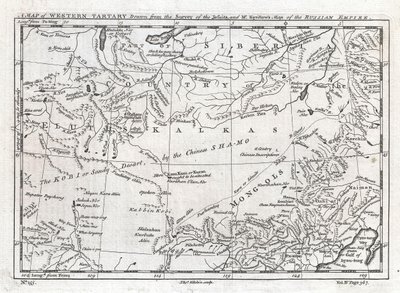 A Map of Western Tartary Drawned from the Survey of the Jesuits and Mr. Kyrillow