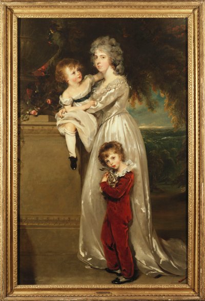 Retrato da Sra. Annesley em pé, em um vestido branco com seus dois filhos de Thomas Lawrence