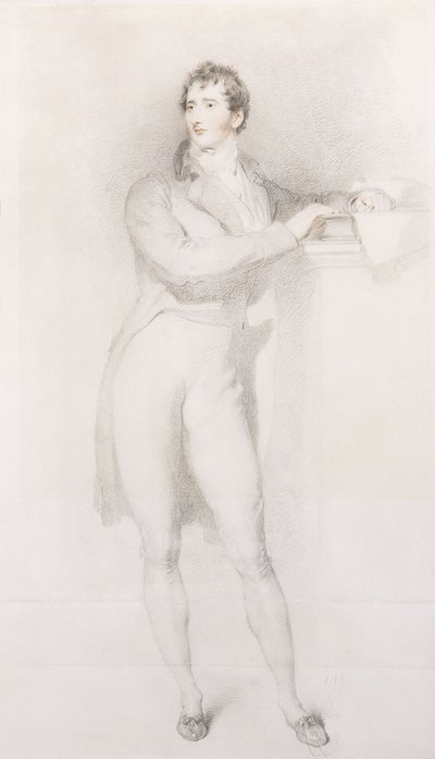 Retrato de Sir Francis Burdett, Bart, pequeno de corpo inteiro, junto a uma lareira, c.1796 de Thomas Lawrence