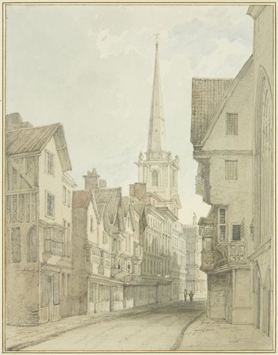 Broad Street (aquarela sobre papel) de Thomas Leeson the Elder Rowbotham