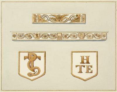 Frieze de Carvalho esculpido, incluindo um de chaminé, na 15 Broad Street (aguarela sobre papel) de Thomas Leeson the Elder Rowbotham