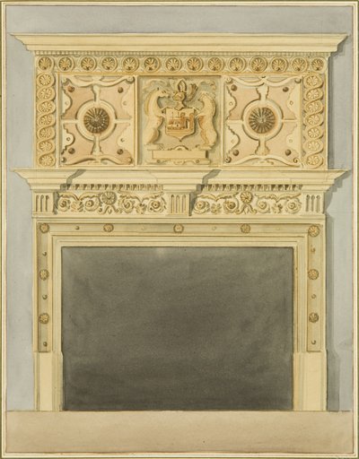 Chaminé na Casa de Robert Adams (aguarela sobre papel) de Thomas Leeson the Elder Rowbotham
