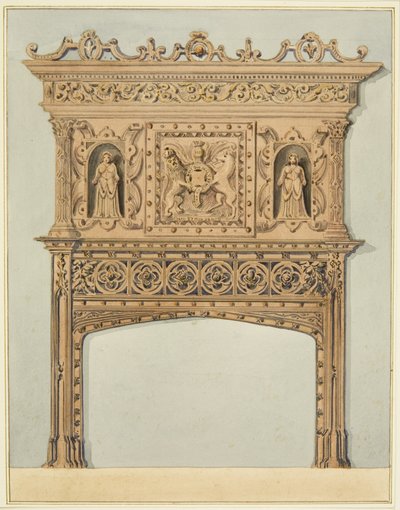 Chaminé na Grande Sala da Casa da Moeda, agora Hospital São Pedro (aguarela sobre papel) de Thomas Leeson the Elder Rowbotham