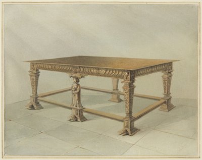 Mesa de Comunhão de Carvalho Velho, Igreja de São João (aguarela sobre papel) de Thomas Leeson the Elder Rowbotham