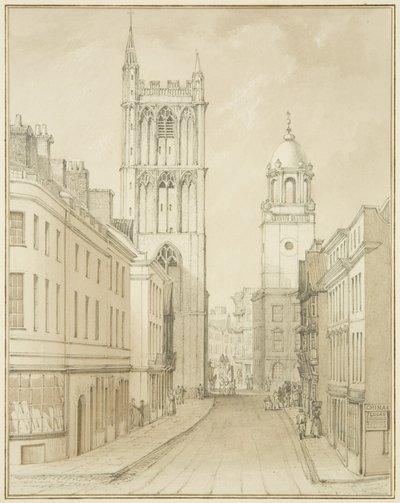 Corn Street (aquarela sobre papel) de Thomas Leeson the Elder Rowbotham