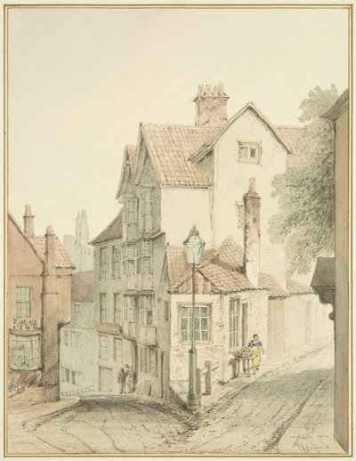 Esquina da Trenchard Lane com a Steep Street (aguarela sobre papel) de Thomas Leeson the Elder Rowbotham