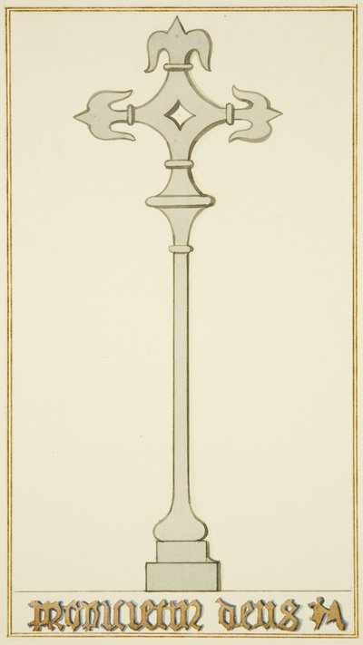 Cruz sobre a velha Tombstone na cripta da Igreja de São João (aguarela sobre papel) de Thomas Leeson the Elder Rowbotham