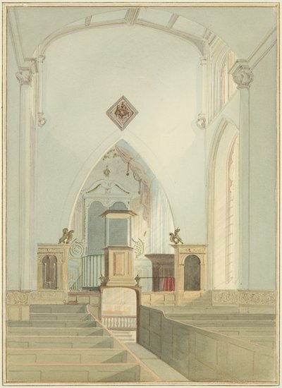 Interior da Igreja de São João (aguarela sobre papel) de Thomas Leeson the Elder Rowbotham