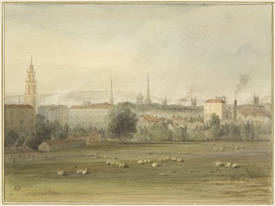 Perto de Stokes Croft com vista para o horizonte de Bristol (local da subida do balão de Sadler e Clayfield em 1810) de Thomas Leeson the Elder Rowbotham