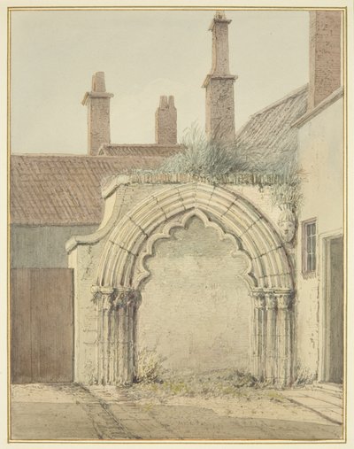 Velha Porta de Entrada da Casa Prebendal dos Claustros da Catedral de Bristol (aguarela sobre papel) de Thomas Leeson the Elder Rowbotham
