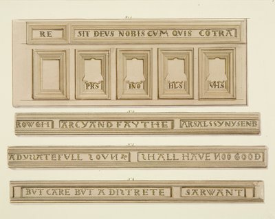 Painéis e inscrições do 46 Baldwin Street (aquarela sobre papel) de Thomas Leeson the Elder Rowbotham