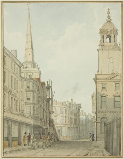 Parte da Corn Street e Wine Street (aguarela sobre papel) de Thomas Leeson the Elder Rowbotham