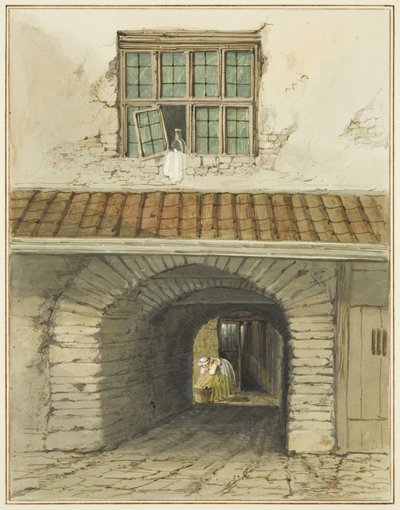 Passagem Archway off Marsh Street atrás de House (aquarela no papel) de Thomas Leeson the Elder Rowbotham