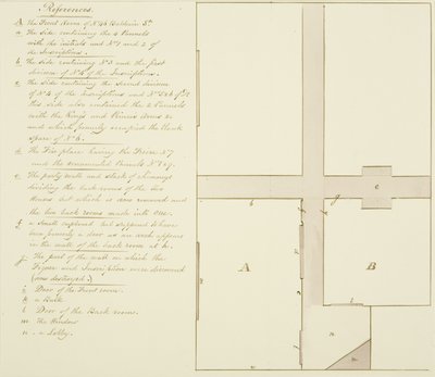 Plano do 46 Baldwin Street (caneta e tinta sobre papel) de Thomas Leeson the Elder Rowbotham