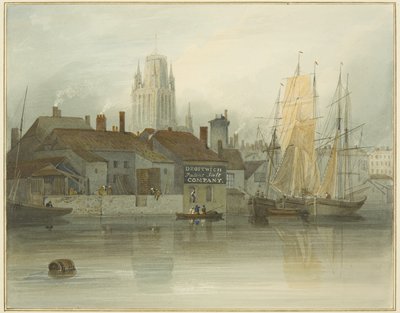 Redcliffe Tower e Back from Ferry Slip, Queen Square, 1826 de Thomas Leeson the Elder Rowbotham