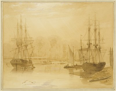 Passeio de corda em Wapping, na "União" das Índias Ocidentais, à esquerda de Thomas Leeson the Elder Rowbotham