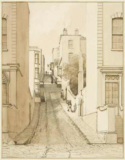 Spring Hill from King Square (lápis e aguarela sobre papel) de Thomas Leeson the Elder Rowbotham