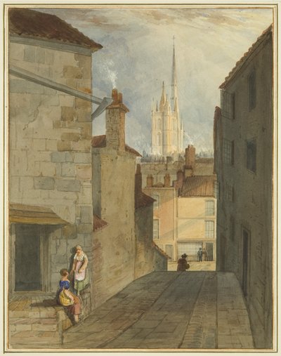 Passos da Trenchard Lane à Host Street (aguarela sobre papel) de Thomas Leeson the Elder Rowbotham