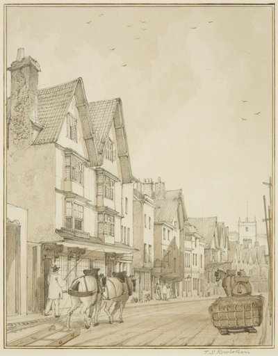 Temple Street, olhando para Norte (lápis e aquarela sobre papel) de Thomas Leeson the Elder Rowbotham