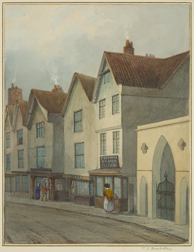 Rua do Templo mostrando a Porta da Igreja do Templo (aquarela no papel) de Thomas Leeson the Elder Rowbotham
