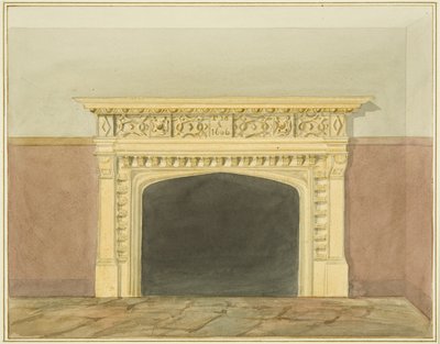 O Sol Nascente, Vala do Castelo, peça de chaminé (aguarela sobre papel) de Thomas Leeson the Elder Rowbotham