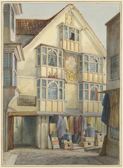 Top of the Pithay (aguarela e corpinho sobre papel) de Thomas Leeson the Elder Rowbotham