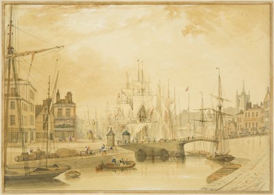 Vista da ponte levadiça (Ponte de Santo Agostinho) e parte do Frome de Thomas Leeson the Elder Rowbotham