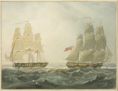 A "União" e a "Ann" de West Indiaman a subir o Canal de Bristol de Thomas Leeson the Elder Rowbotham