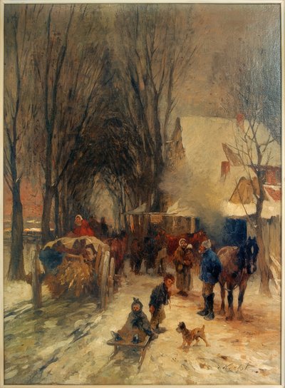 Rua da vila no inverno de Thomas Ludwig Herbst