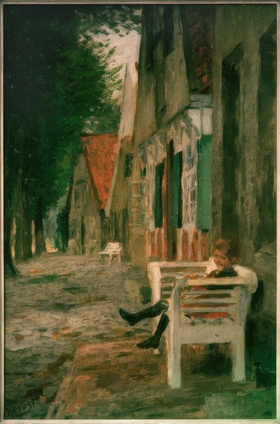 Rua com garota no banco de Thomas Ludwig Herbst