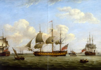 HMS Maria Anna-Earl de Chatham- Achilles-Thomas Luny de Thomas Luny