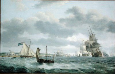 Homens de Guerra e outros Navios em Breeze off Dover de Thomas Luny