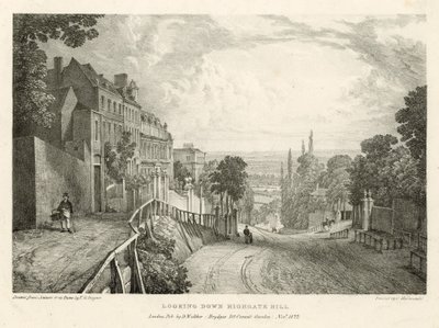 Olhando para baixo Highgate Hill, em Londres de Thomas Mann Baynes