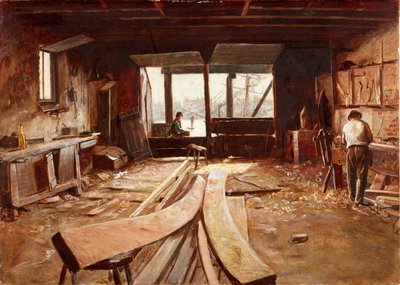Oficina do construtor de barcos (bodycolour) de Thomas Marie Madawaska Hemy