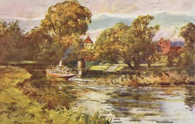 Rio Tamisa: Mapledurham (litografia a cores) de Thomas Maybank
