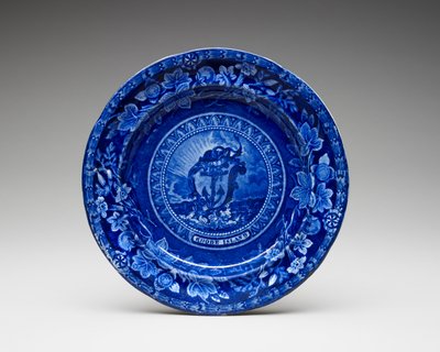 Placa, c. 1826-1835 (faiança esmaltada com chumbo com impressão de transferência) de Thomas Mayer