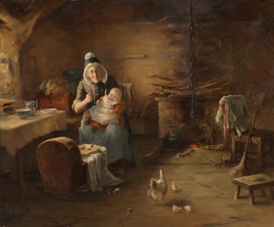 Interior de uma casa de campo (óleo sobre tela) de Thomas McEwan