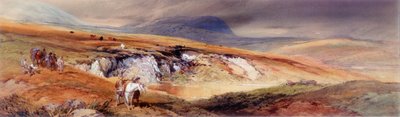 Uma paisagem das montanhas (bodycolour) de Thomas Miles II Richardson