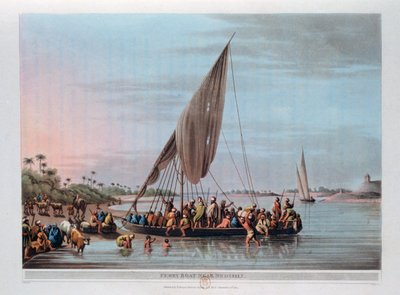 Ferryboat perto de Nedssili, Egito, 1801 de Thomas Milton