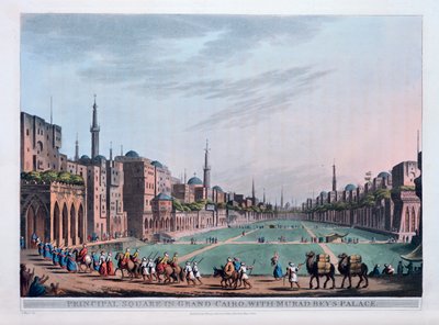 Praça Principal no Grande Cairo, com o Palácio Murad Beys, 1801 de Thomas Milton