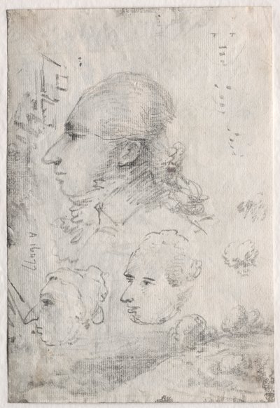 Estudos de Cabeças (verso) de Thomas Monro
