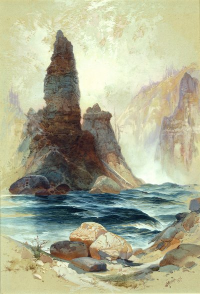 Acima das Tower Falls, Yellowstone de Thomas Moran
