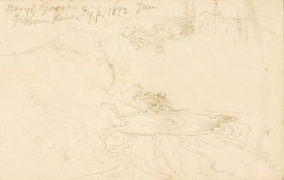 Géiser Beryl no rio Gibbon, Parque de Yellowstone de Thomas Moran