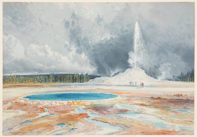 Géiser Castle, bacia superior dos géiseres, Parque Nacional de Yellowstone de Thomas Moran