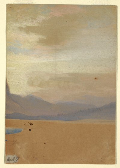 Desenho, Planícies americanas com cordilheira à distância, antes de 1872 de Thomas Moran
