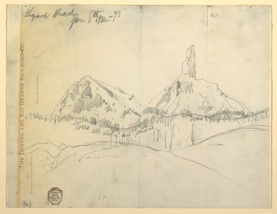 Desenho, Cabeça de Lagarto, Colorado de Thomas Moran