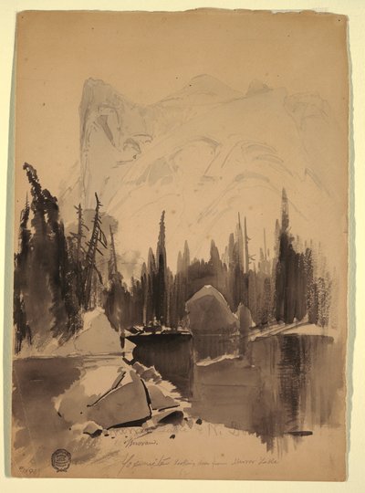 Desenho, Lago Mirror, Yosemite, 1872 de Thomas Moran
