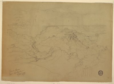 Desenho, O Grand Canyon à chuva, 1873 de Thomas Moran