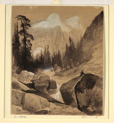 Desenho, A cúpula norte, Yosemite, Califórnia, 1872 de Thomas Moran